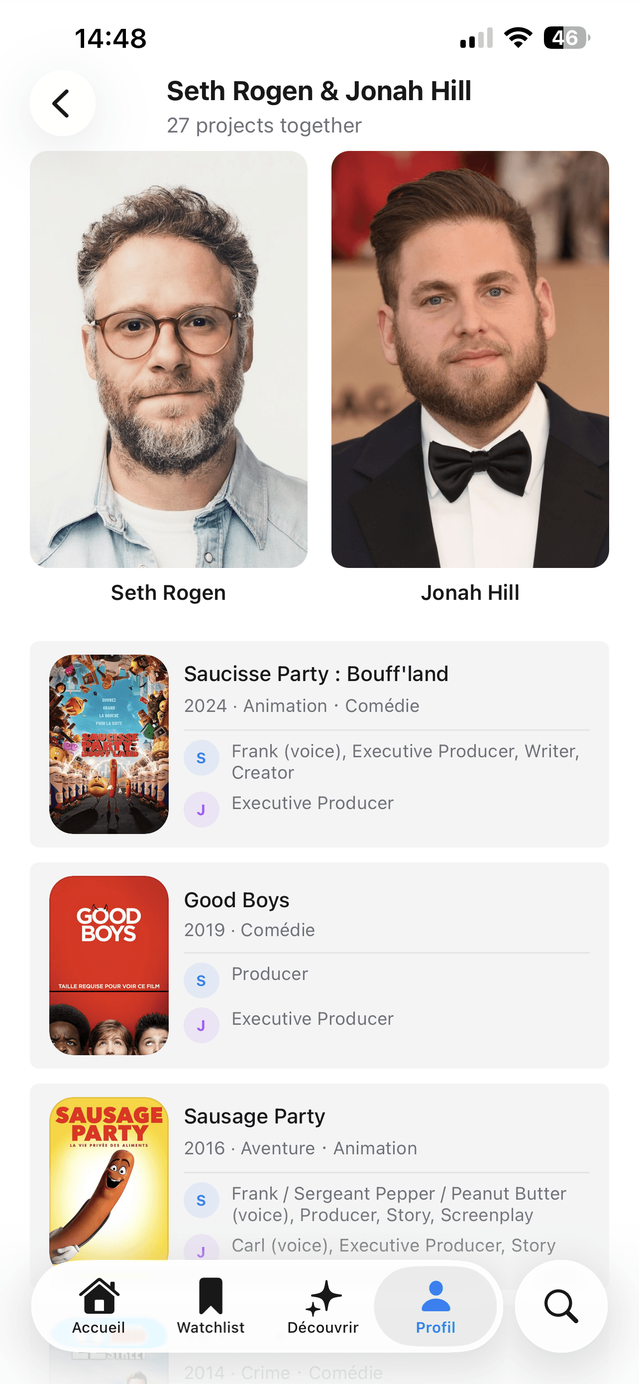 Aperçu des collaborations dans Reelist